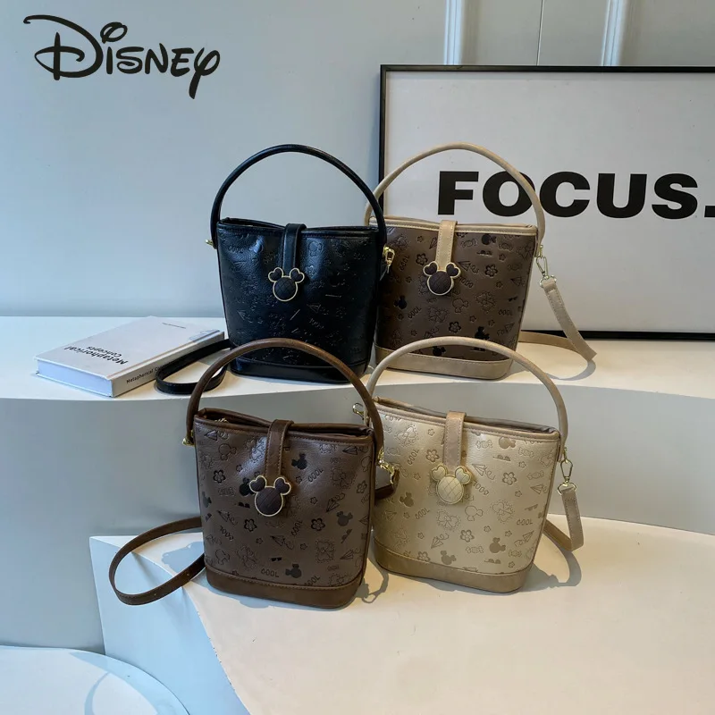 

Disney Mickey New Women's Crossbody Bag Fashionable High Quality Women's Bucket Bag Solid Color Large Capacity Women's Handbag