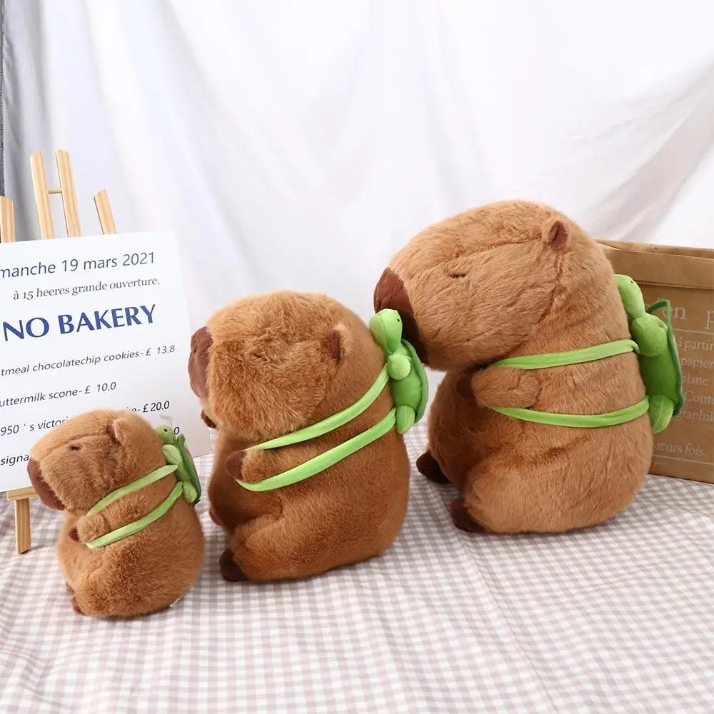 

Capybara Simulation Capybara Plush Toy With Turtle Simulation Capybara Plush Doll Cute Doll Soft Animal With Turtle Backpack