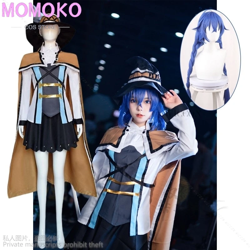 Anime Roxy Migurdia Cosplay Costume Dress Outfits Halloween Prop Men Women Hats Cos Reincarnation Blue Wig Cosplay Lolita Suit