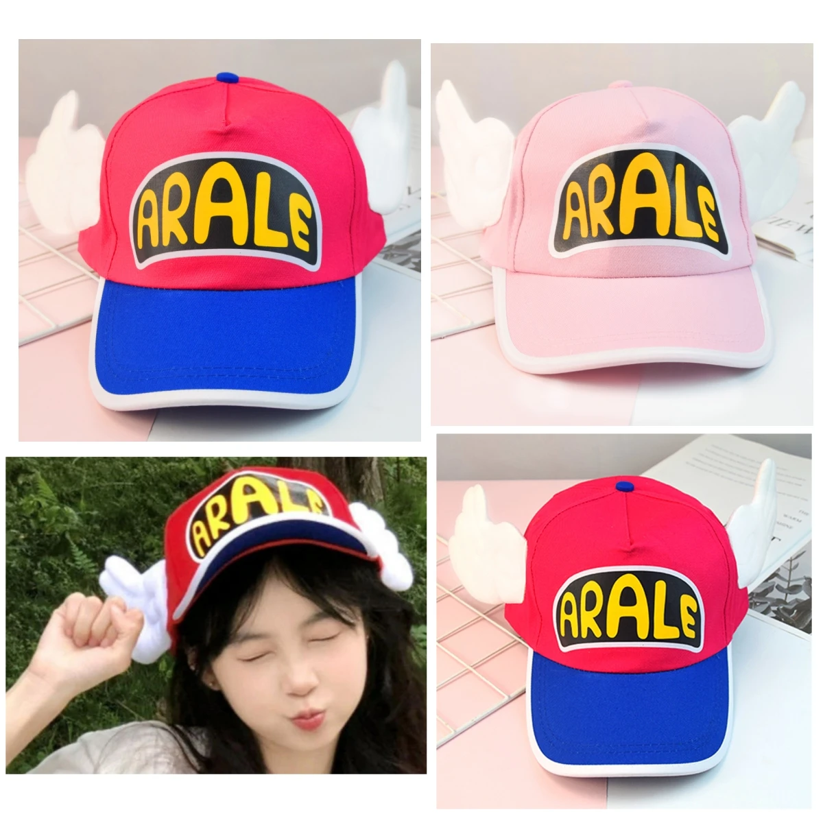애니메이션 Dr. Slump Hat 코스프레 Arale 천사 날개 모자 코튼 야구 모자 성인 태양 모자 오리 혀 모자