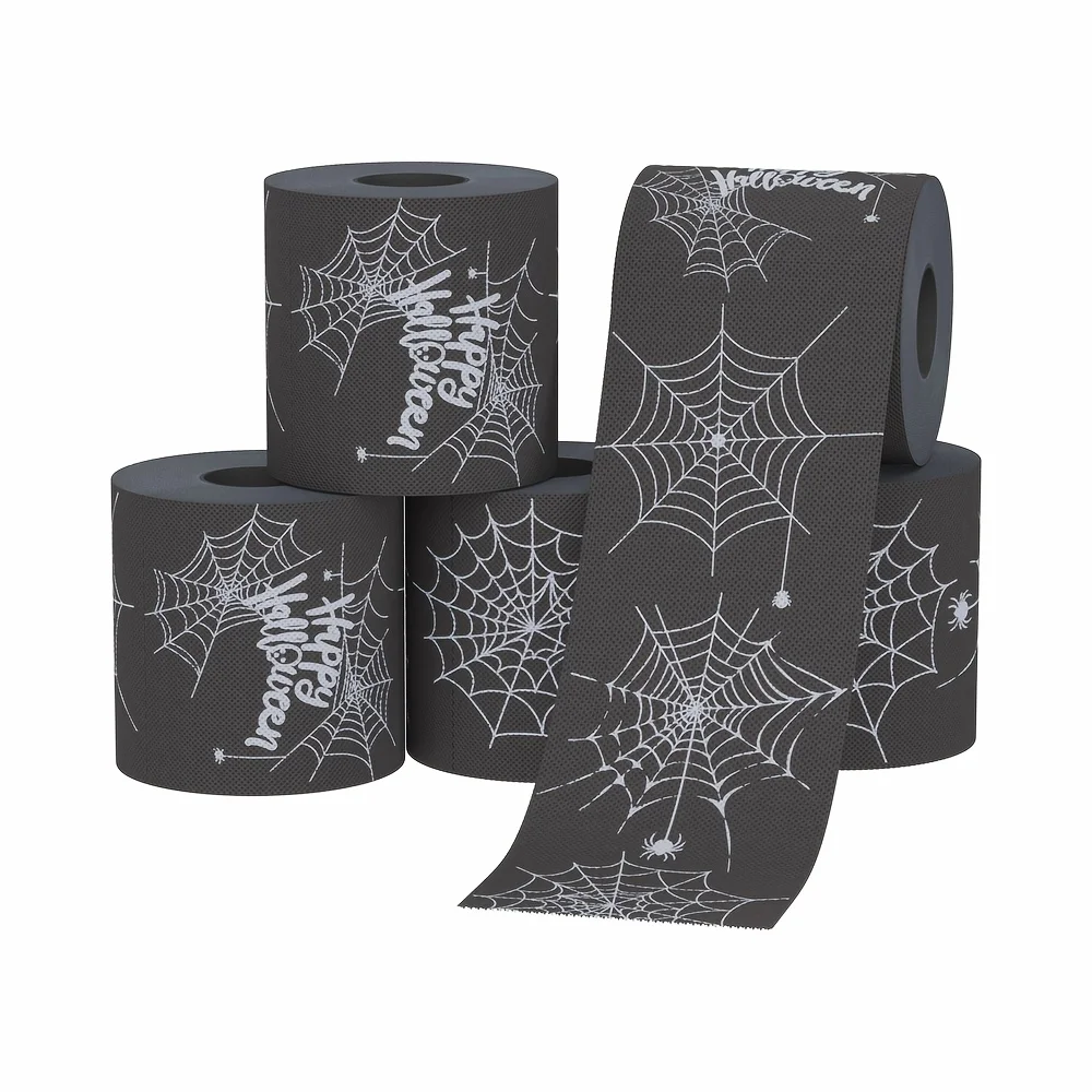 2/4/6pcs Black Toilet Paper, Spider Web Toilet Paper, Bathroom Decor, Themed Tissue, Unique Gift Prank Gift Idea Halloween Decor