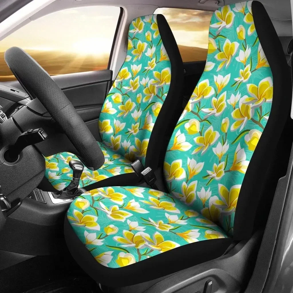 Hawaii Tropical Plumeria Blue Seat Cover Car Seat Covers Set 2 Pc, Car Accessories Car Mats