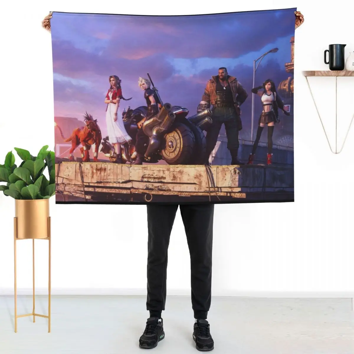 FFVII Cloud & Cast Throw Blanket couch cozy soft plush fuzzy picnic outdoor blanket