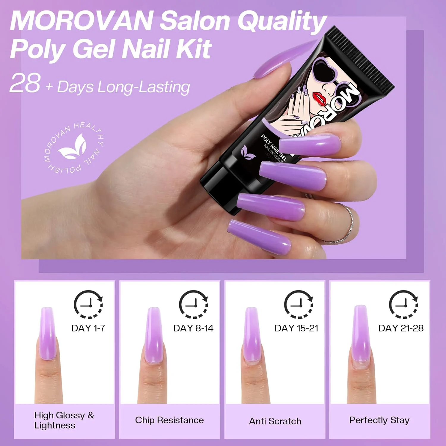 Poly Nail Gel Kit 4 Colors 15g Poly Nail Gel Kit Glitter Clear Poly Nail Gel Cat Eye Nail with Magnetic Pen Poly Nail Gel Colors