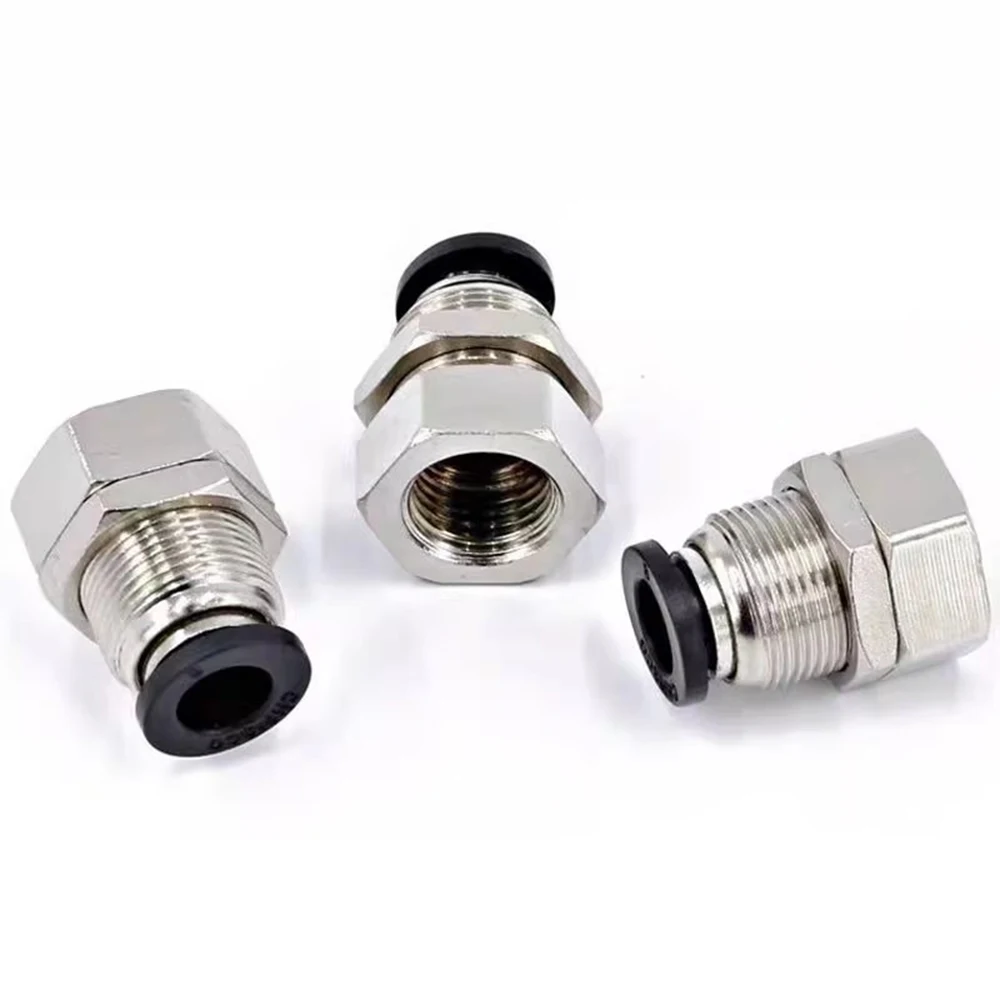 PMF Pneumatic Quick Connector Partition Straight Through Internal Thread Copper Connector 1/4 1/8 3/8 1/4 PU Hose 6 8 10 12 mm