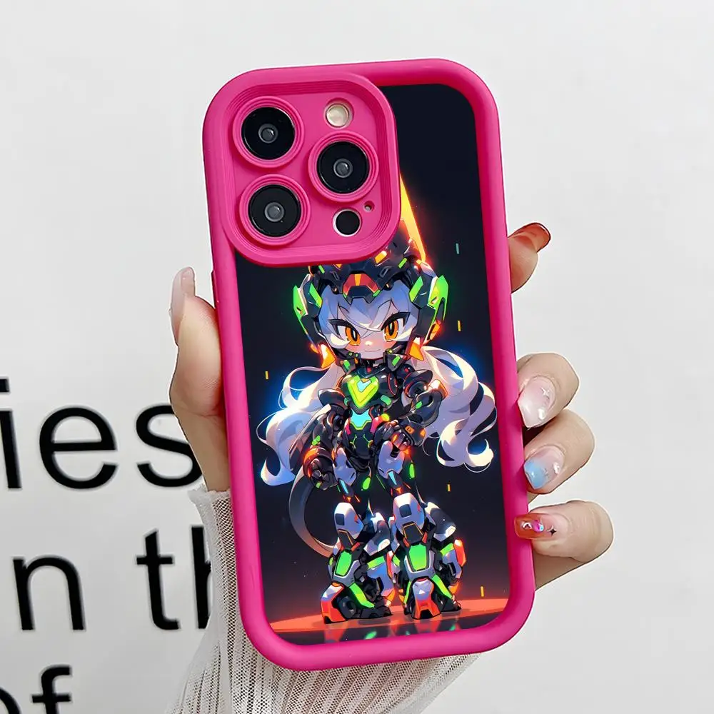 

Anime Baby Robot Phone Case for iPhone 17 16 15 14 13 12 11 Air Pro Max Plus Red Soft TPU Shockproof Cover