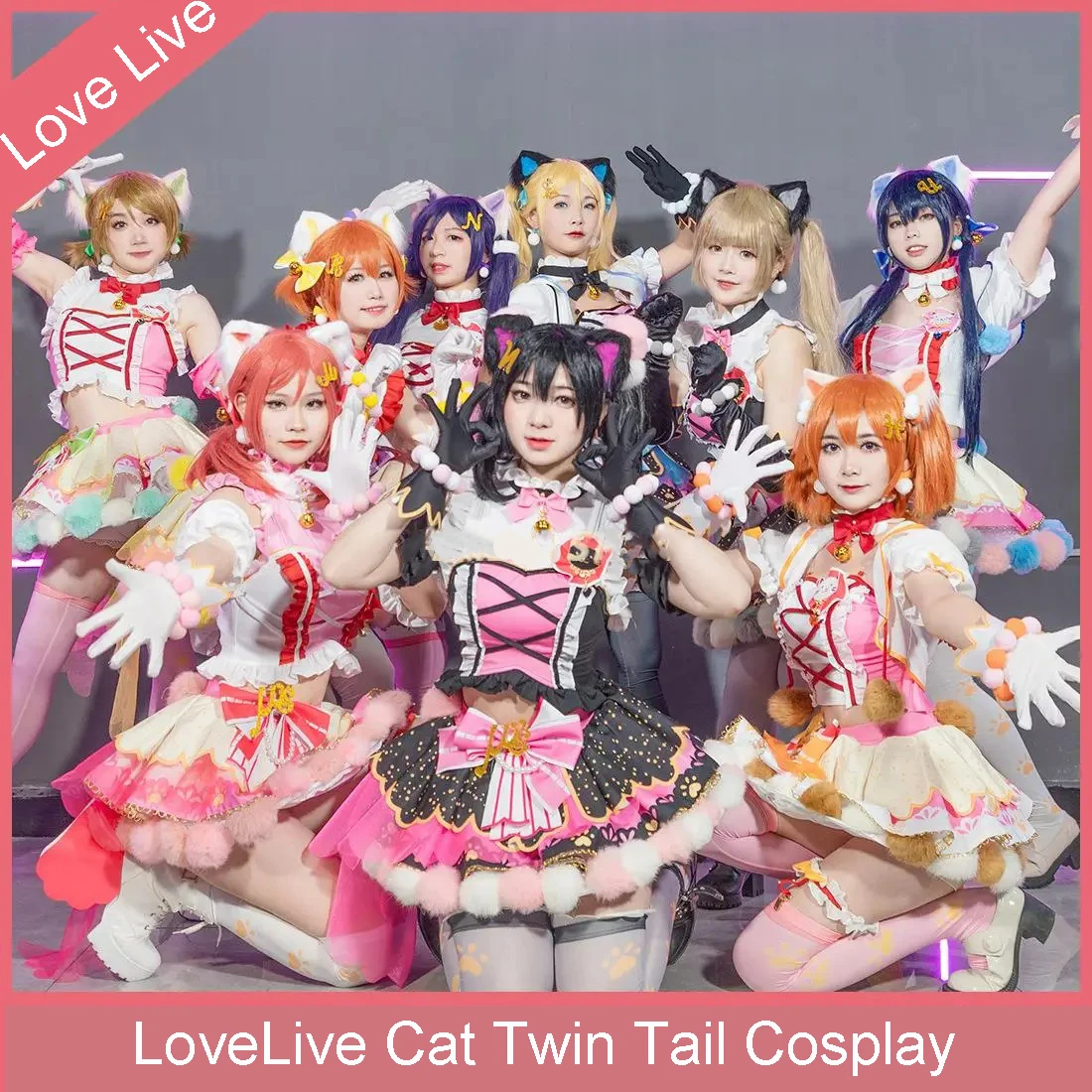 Ensemble complet de olympiques de cosplay de jeu d'arcade, Anime LoveLive, Love Live Cat, Twin Tail, Twintails, Tojo Nozomi, Nico Honcontounted, Umi Rin, Maki Emovies