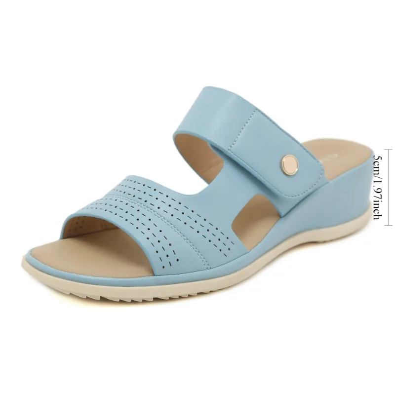 

Summer Shoes Women Wedges Sandals Summer Holiday Fashion Brand Ladies Wedge Heels Black Blue Plus Size 41