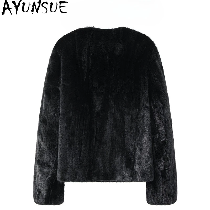 AYUNSUE Reale Cappotto di Pelliccia di Visone Vestiti Delle Donne Cappotti di Pelliccia di Lusso per la Donna Nuovo in Capispalla Vinatge Giacca Invernale Шуба Ж Dön...... 2025