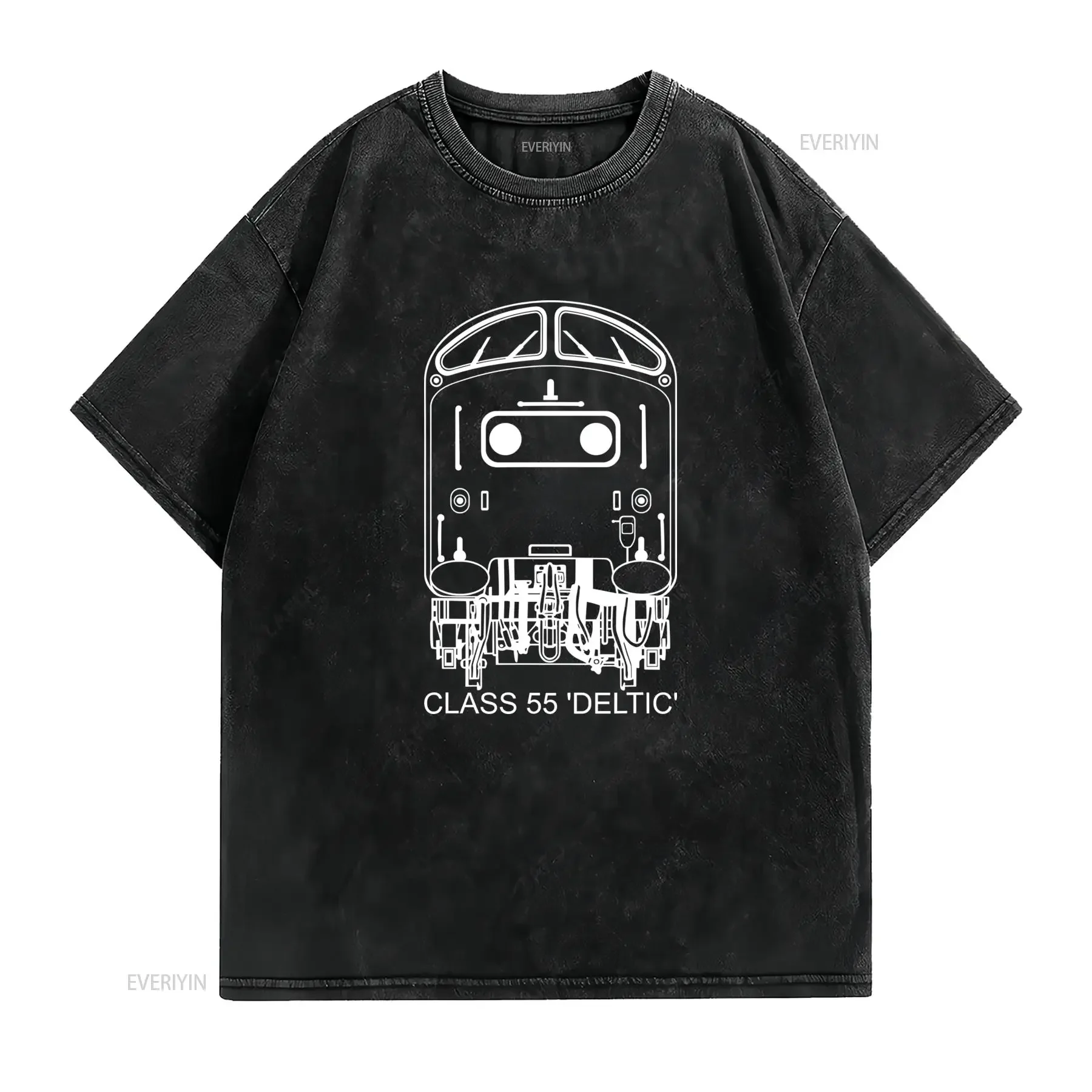 British Rail Class 55 Deltic Locomotive Train T Shirt Vintage Er45001 Engine Design Casual Round Neck for Railway vintage