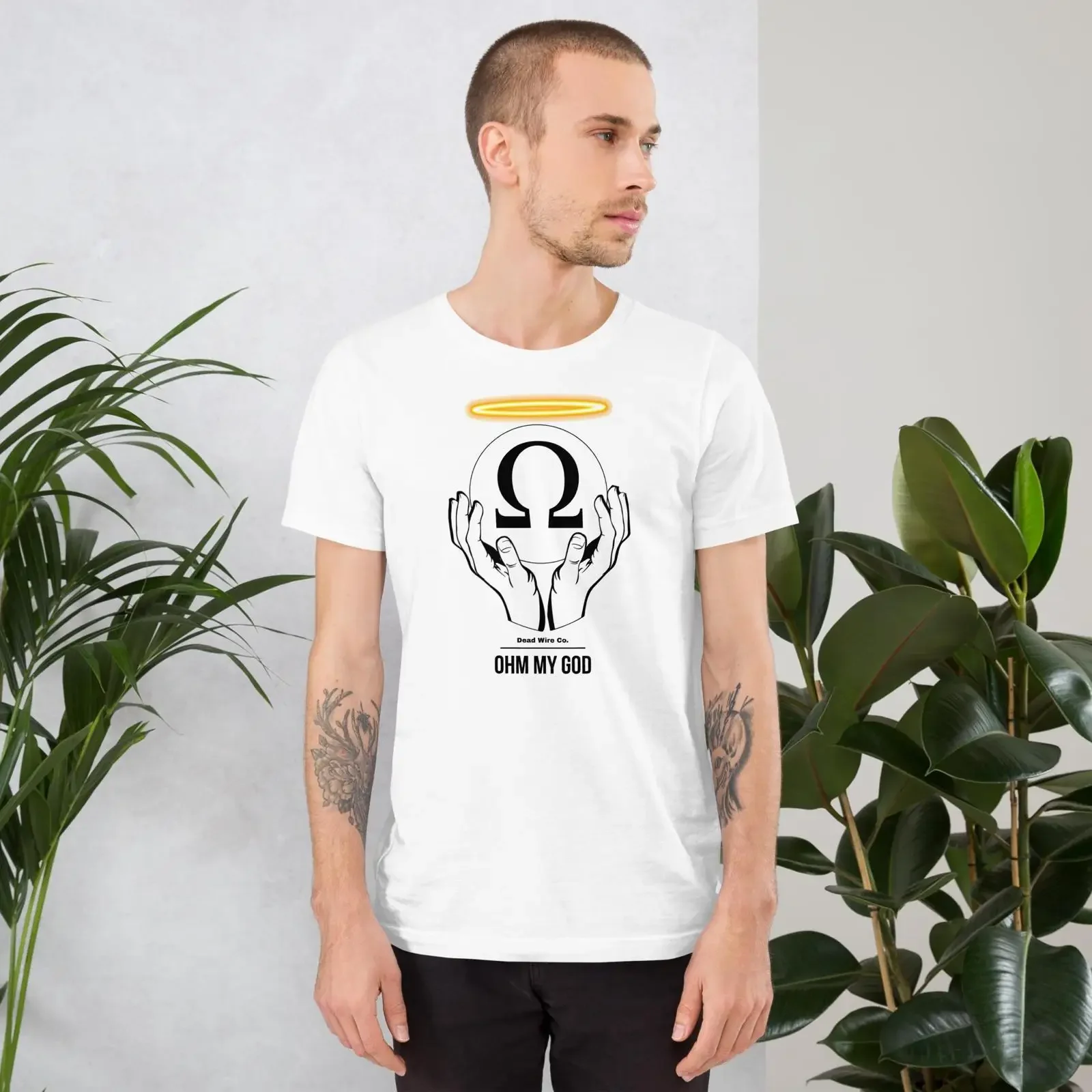 Electrician T Shirt Funny Ohm My God for Electrical Engineer Lineman Dead Wire Co vintage Washed fashion Breathable