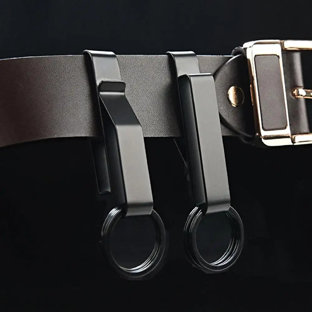 Stainless Keys Clip Waist Hanging Keyring Holder Belt Outdoor Keychain Buckle Anti-Lost Hanging Clip Buckle Keychain Strap Tools