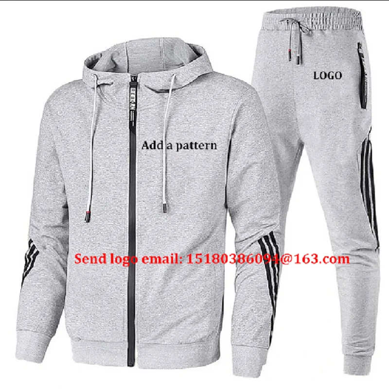 Conjunto de moletom com capuz de primavera e outono com logotipo fotográfico padrão, personaliza suas roupas