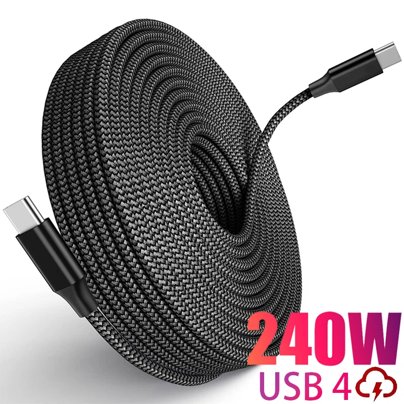 USB 4.0 Type-C Data Cable 240W Fast Charging Cable 40Gbps Speed 8K HD Video Support Dual USB C Data Cord For iPhone 16 Samsung