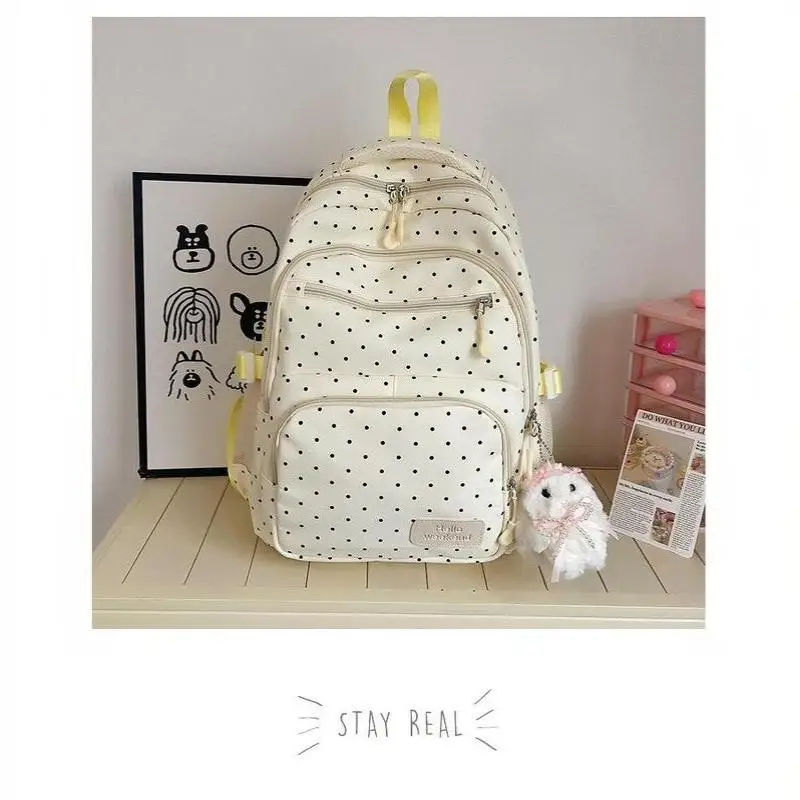 Nylon-Rucksack-Set mit Polka Dots, mehrere Fächer, Reißverschluss, Mädchen-Rucksack-Set, Aufbewahrung von Schreibwaren, Studentenrucksack, Mädchen-Geschenke – Detail 29