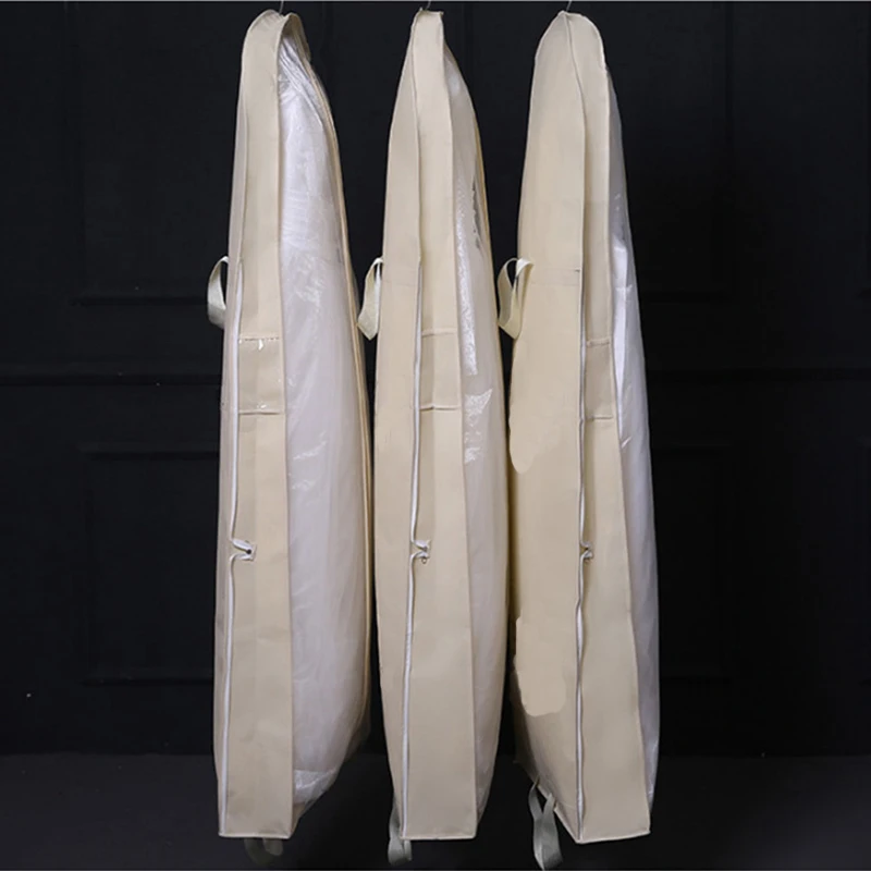 180cm Breathable Wedding Dress Garment Bags Hanging Clothes Dust Cover Storage Travel Bag Foldable Evening Gown Protective Cover
