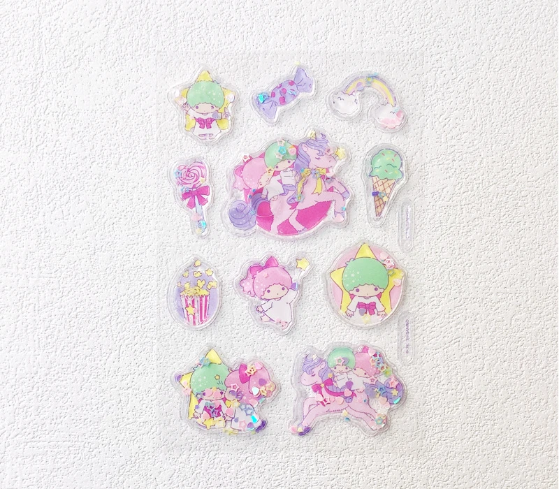 Sanrio Shake Water Stickers Cute Hello Katie Crystal Stickers 3d Decorative Bubble Stickers