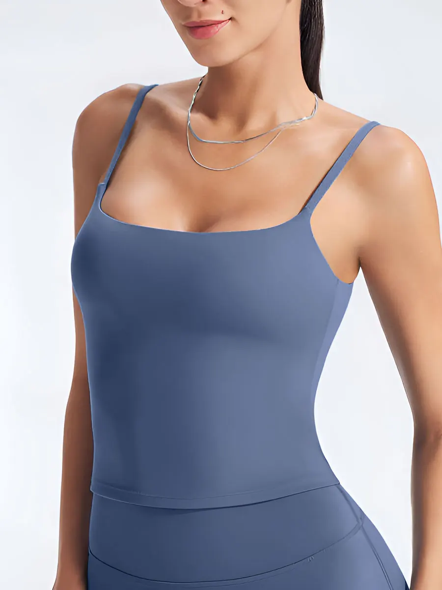 NCLAGEN GYM Tanktop mit integriertem BH, Damen-Yoga-Kleidung, zum Laufen, quadratischer Ausschnitt, Fitnessweste, schöner Rücken, Sport-Workout