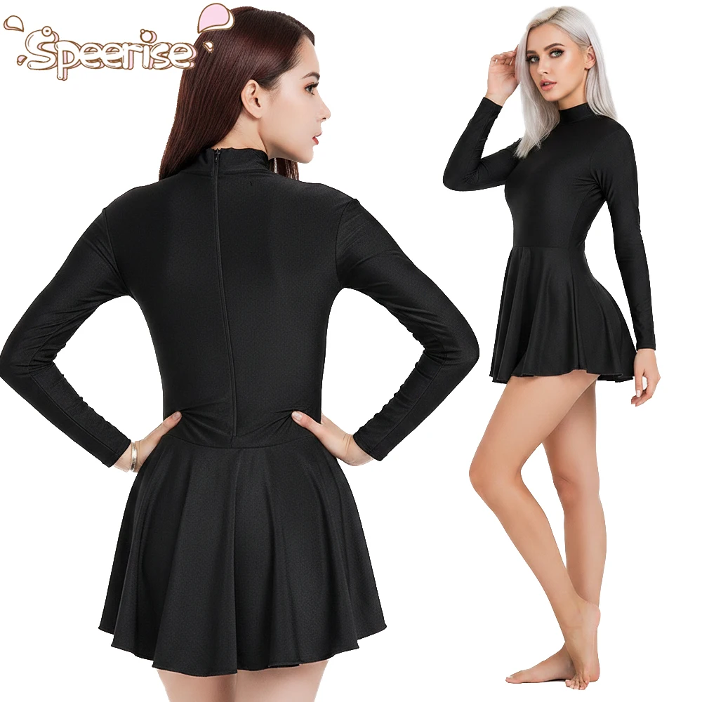 Speerise Damen Spandex Unitard Ballett-Tanzkleidung Rollkragen-Kostüm Yoga-Outfit Bodysuit Nylon-Jumpsuit Ärmellos Klassisch für Erwachsene