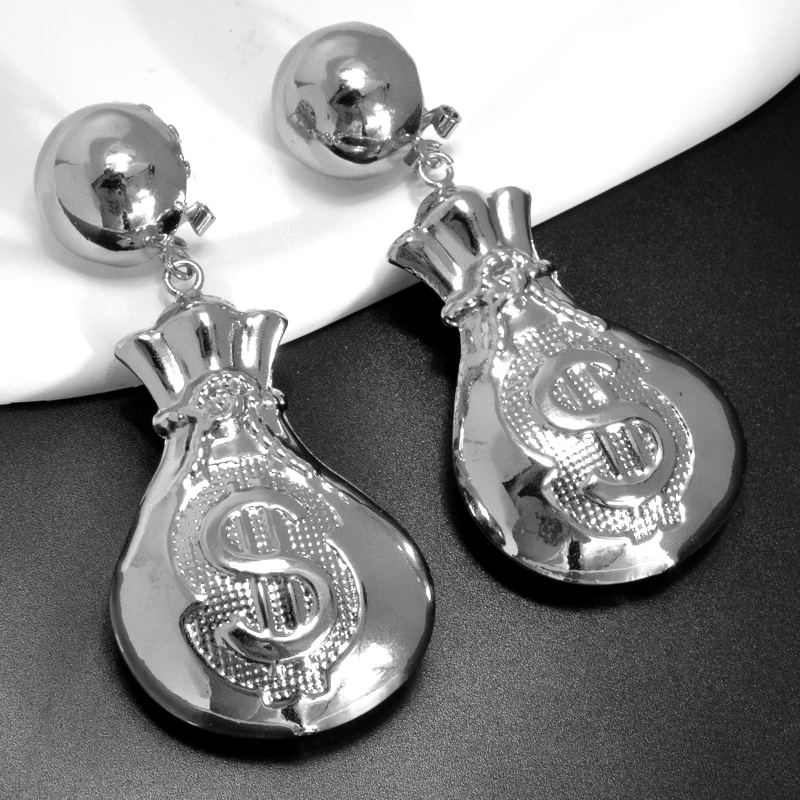 Sunny Jewelry Large Money Bag Drop Earrings Dubai Gold Plated Silvery Earrings Jewellery Classic Simple Women Girl Party Gift