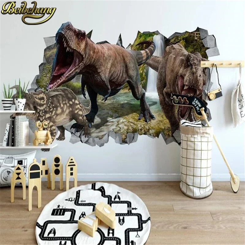 Custom papel de parede 3d Dinosaur wall papers home decor children's room stereo background 3Dphoto wallpaper for wall Stickers