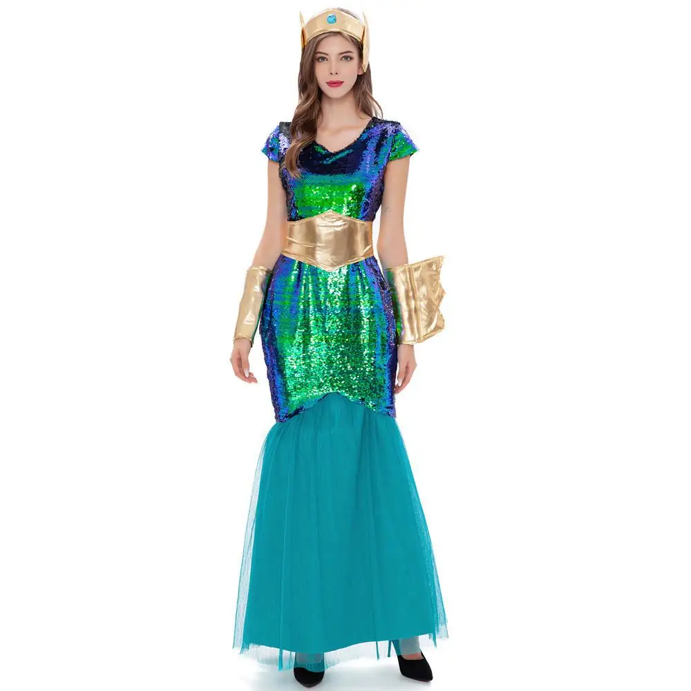 أزياء الهالوين للبالغين حورية البحر الرومانية Godd Naga Sea Siren Sea God Dr up Par ملابس المهرجان ملابس السيدات Faion