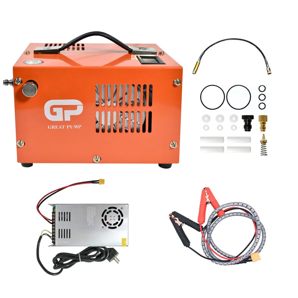 300Bar PCP Air Compressor with Portable Car 12V Transformer 4500Psi High Pressure PCP Compressor for Airgun Diving Tank