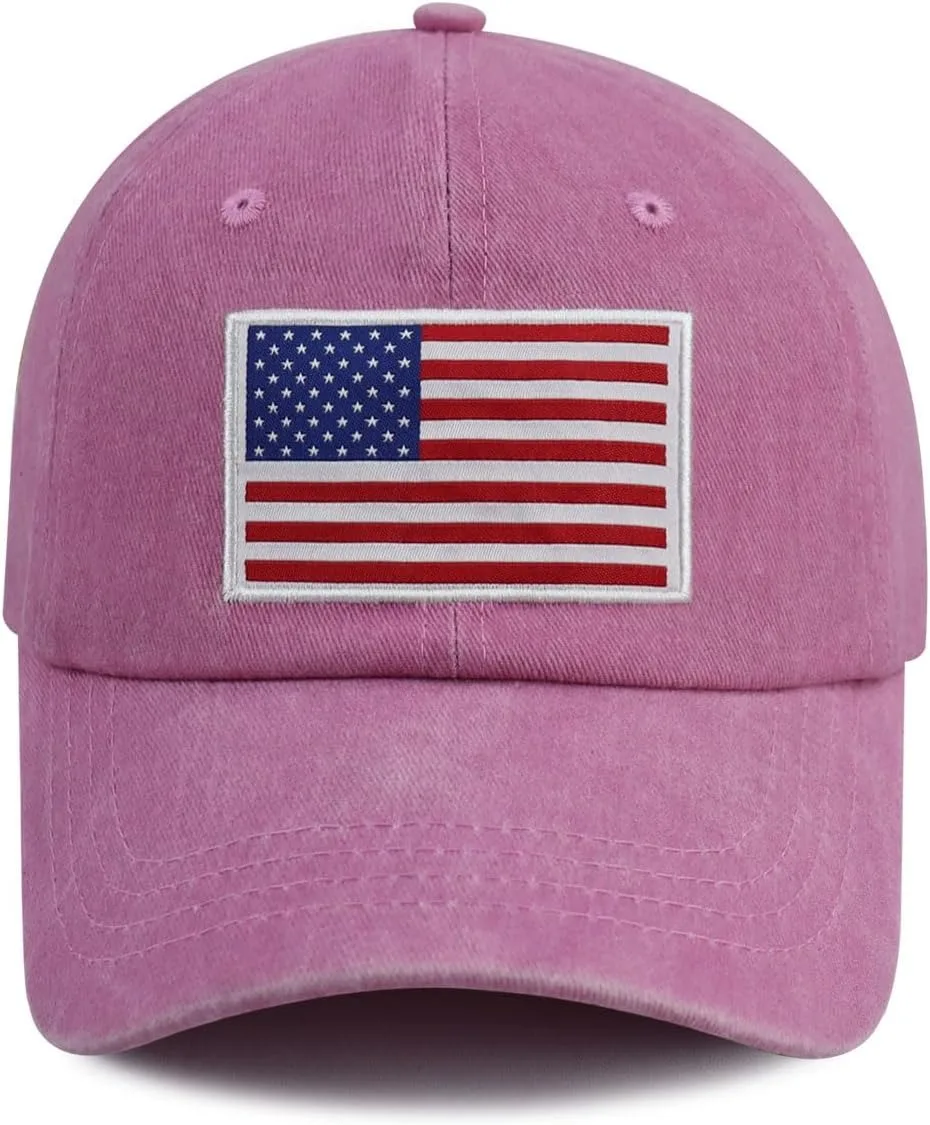 

American Flag Hat for Men Women, Funny Adjustable Cotton Baseball Cap