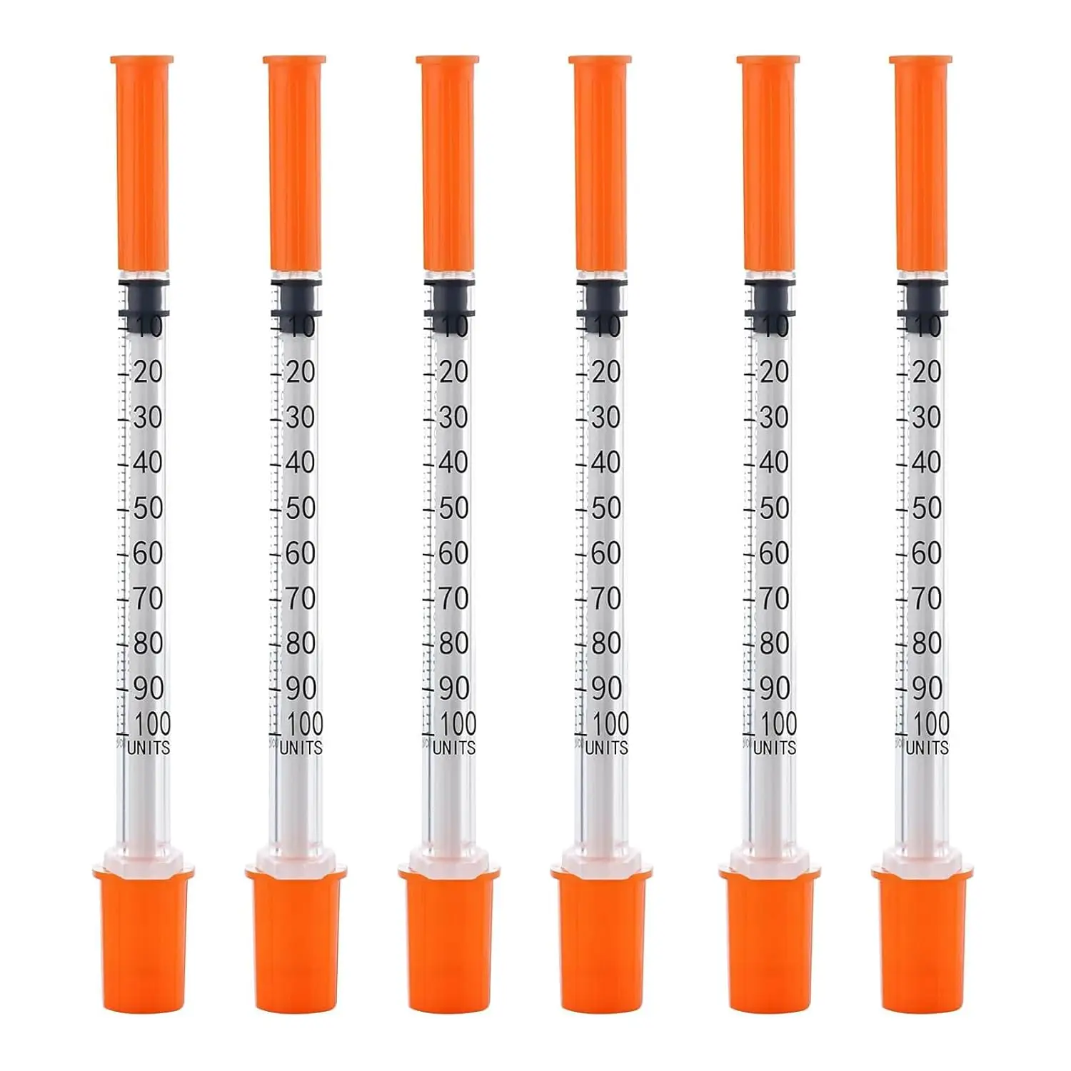 25/80 Pcs 1ml Disposable Sterile Insulin Syringe with 30/31G 8mm Needle & Orange Cap, Individually Packed for Pets & Farm Animal