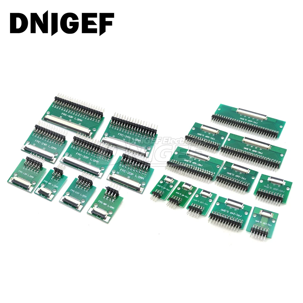 FPC FFC Adapter Board 0.5mm 1.0mm To 2.54mm Connector Straight Needle And Curved Pin 6 8 10 12 20 24 26 30 34 40 50 60 Pin
