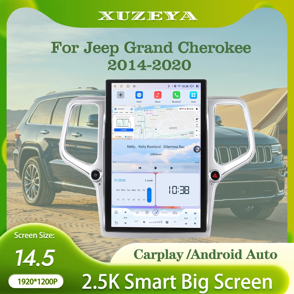 For Jeep Grand Cherokee 2014-2020 Car Multimedia Video Player GPS Navigation Radio 8Core CarPlay Android Auto 4G 360