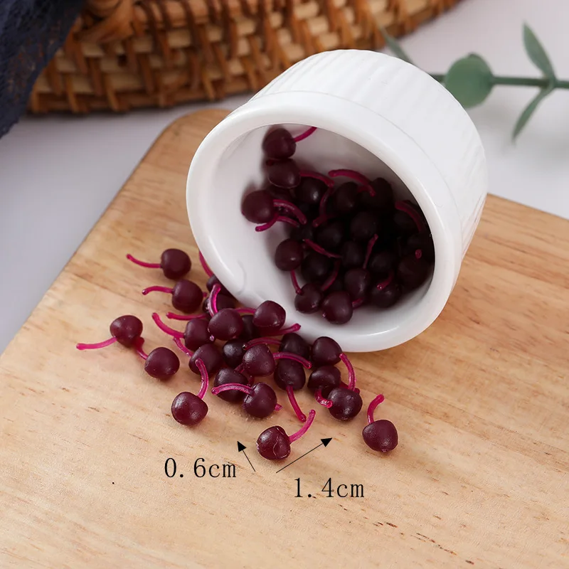 Simulierte Mini-Kunstfrüchte Erdbeeren Blaubeeren Kirschen Kaviar Maulbeeren Tomaten Requisiten für Heimdekoration Zubehör 100 Stück/Set – Detail 5