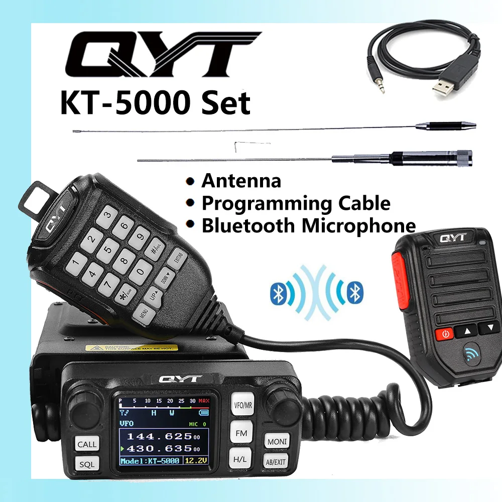 QYT KT-5000 Truck Radio VOX Mini Color Separable Pane 25W Radio Receiver VHF UHF Compact 10KM FM Mobile Car Two Way Radio