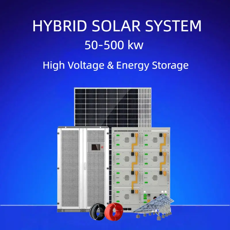 Commercial Hybrid Solar System 50-500KW Complete off Grid with Hybrid Inverter Lifepo4 Battery Monocrystalline Panels