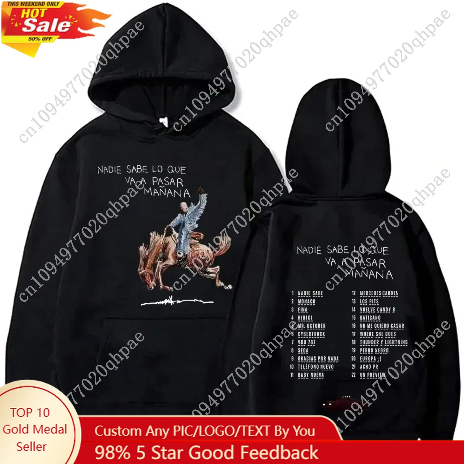 

Bad Bunny New Album Nadie Sabe Lo Que Va Pasar Manana Sweatshirts Street Hoodies Clothes Casual Pullovers 90s Bad Bunny Hoodie