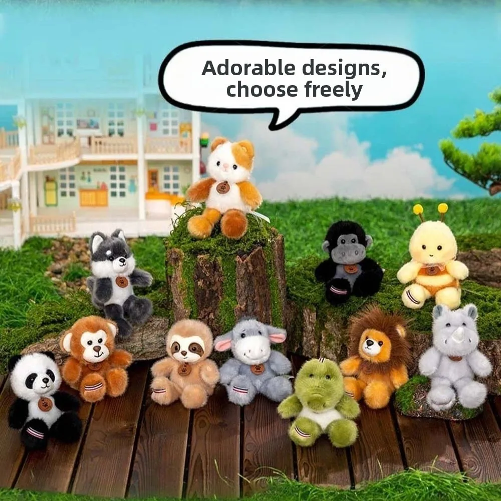 

Cute Cartoon Plush Animal Key Ring Bee Soft Cat Dog Pendant Crocodile Donkey Monkey Key Chain Bag Charm