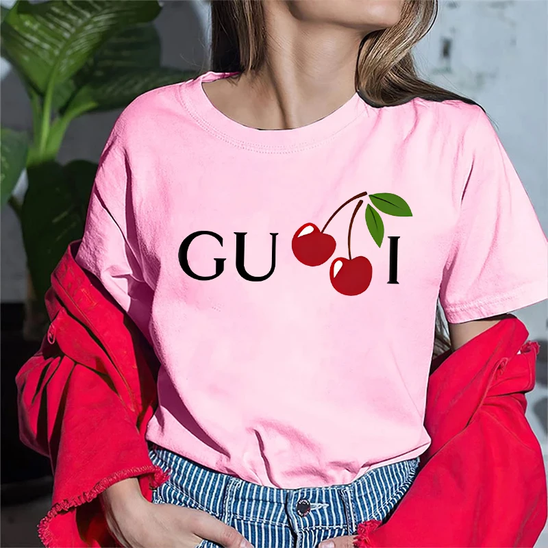 High Quality Women\'s Cotton T Shirt Letter Printed Daily Blouse Tops Summer Classic Style Short Sleeve Female Harajuku Y2K Tee