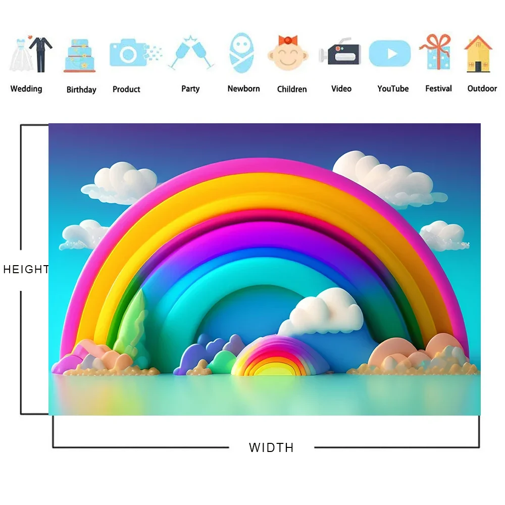 Bonvvie Newborn Baby Portrait Backdrop 3D Air Balloon Cloud Boy Girl 1st Birthday Party Cake Smash Background Photography Props