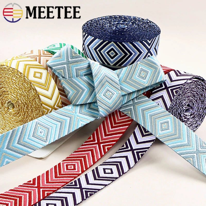 2/5/10Yards 38mm Jacquard Nylon Webbing Straps 2mm Thick Belt Sling Backpack Decor Bias Bag Strap Ribbon Band Sewing Accessories