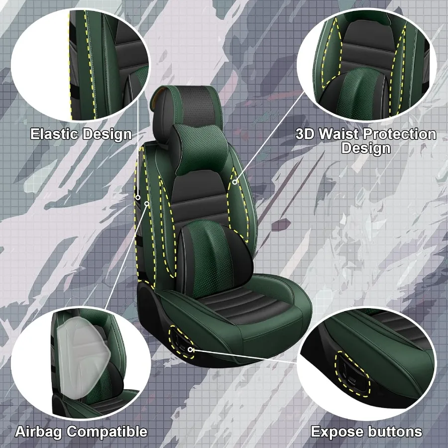 مجموعة كاملة من أغطية المقاعد الجلدية الفاخرة المكونة من 5 قطع لسيارة Ford F350 F350 2019 مع خصائص مقاومة للماء والبقع تتضمن S