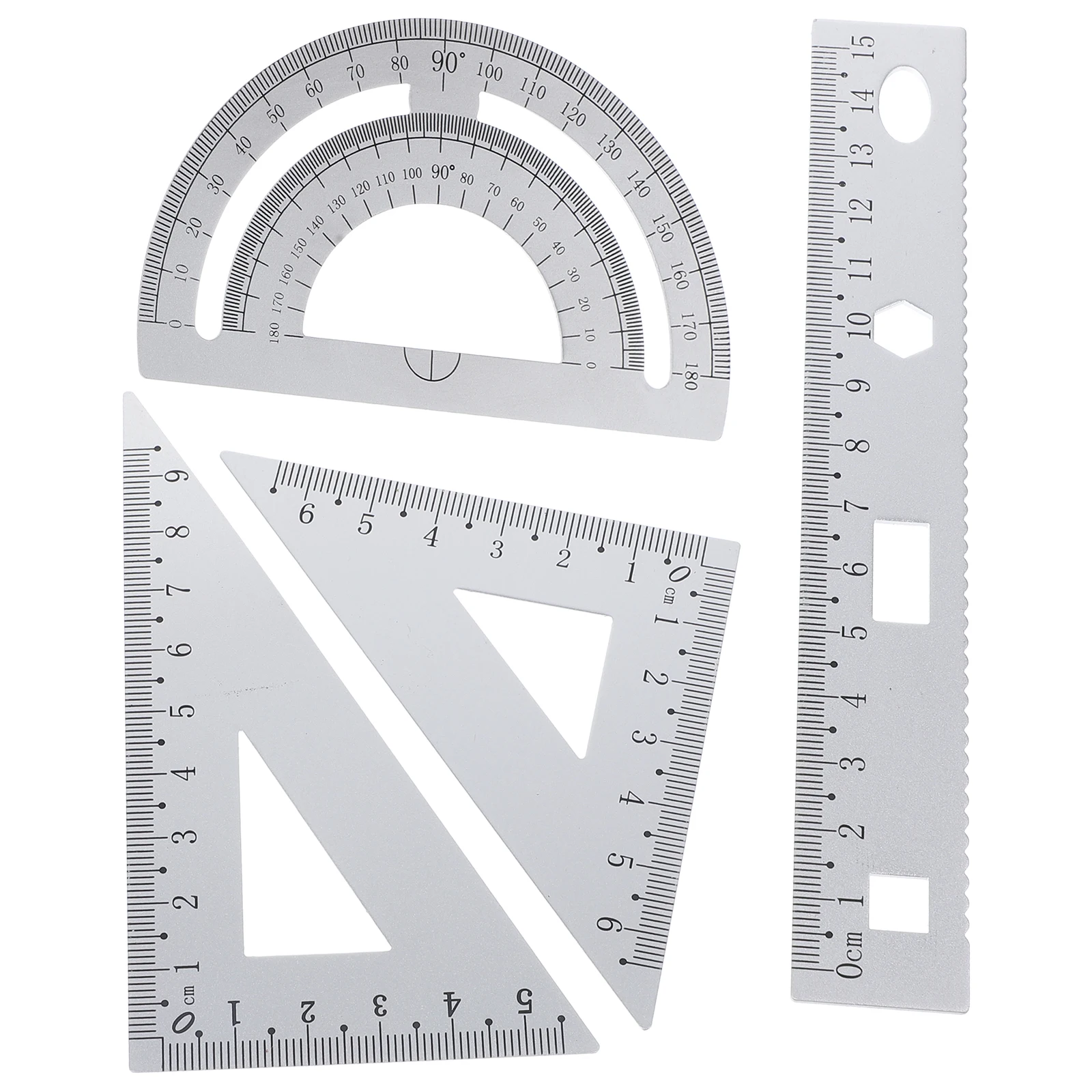 Metal Ruler Set Triangular Rulers Protractor Semicircle Small Portable School Drafting Tools Architects Engineers Students
