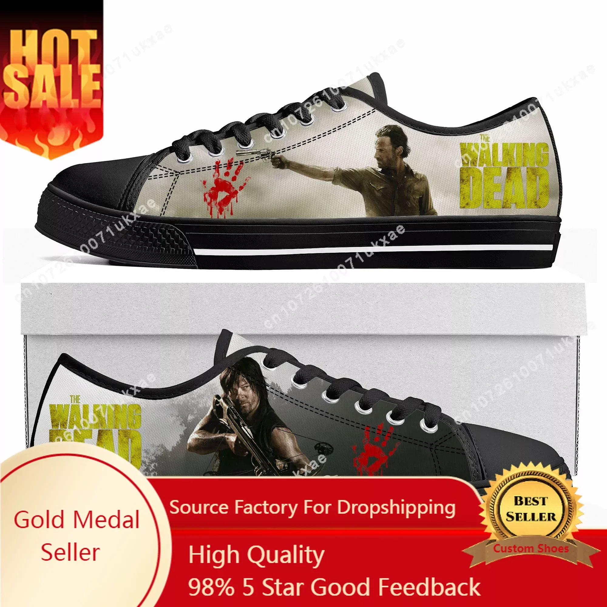 the-walking-dead-horror-low-top-sneakers-mens-womens-teenager-canvas-high-quality-sneaker-casual-custom-shoes-customize-diy-shoe