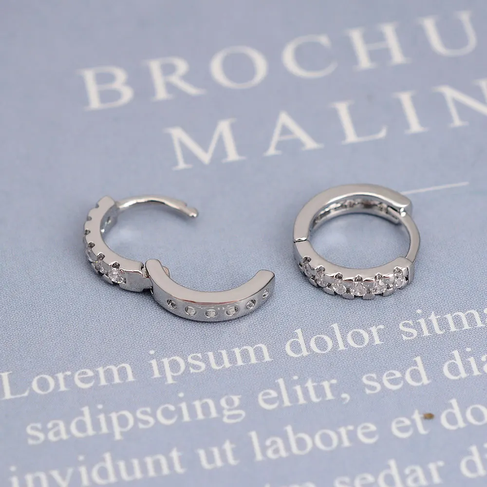 Rainbow CZ Huggies Hoop Earrings Girl Tiny Rings Cartilage Small Helix Piercing Tragus Conch Earlobe Circle Men Hoops Arete