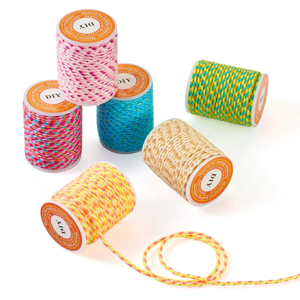 6Rolls 1.5mm Handmade 4-Ply Polycotton Macrame Thread Cord Rope Braided String For Bracelet DIY Jewelry Making 4m/roll