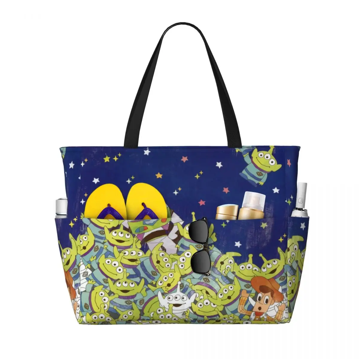 Custom Cartoon Toy Story Tote Bag Women Large Capacity Animated Beach Gym Travel Bags