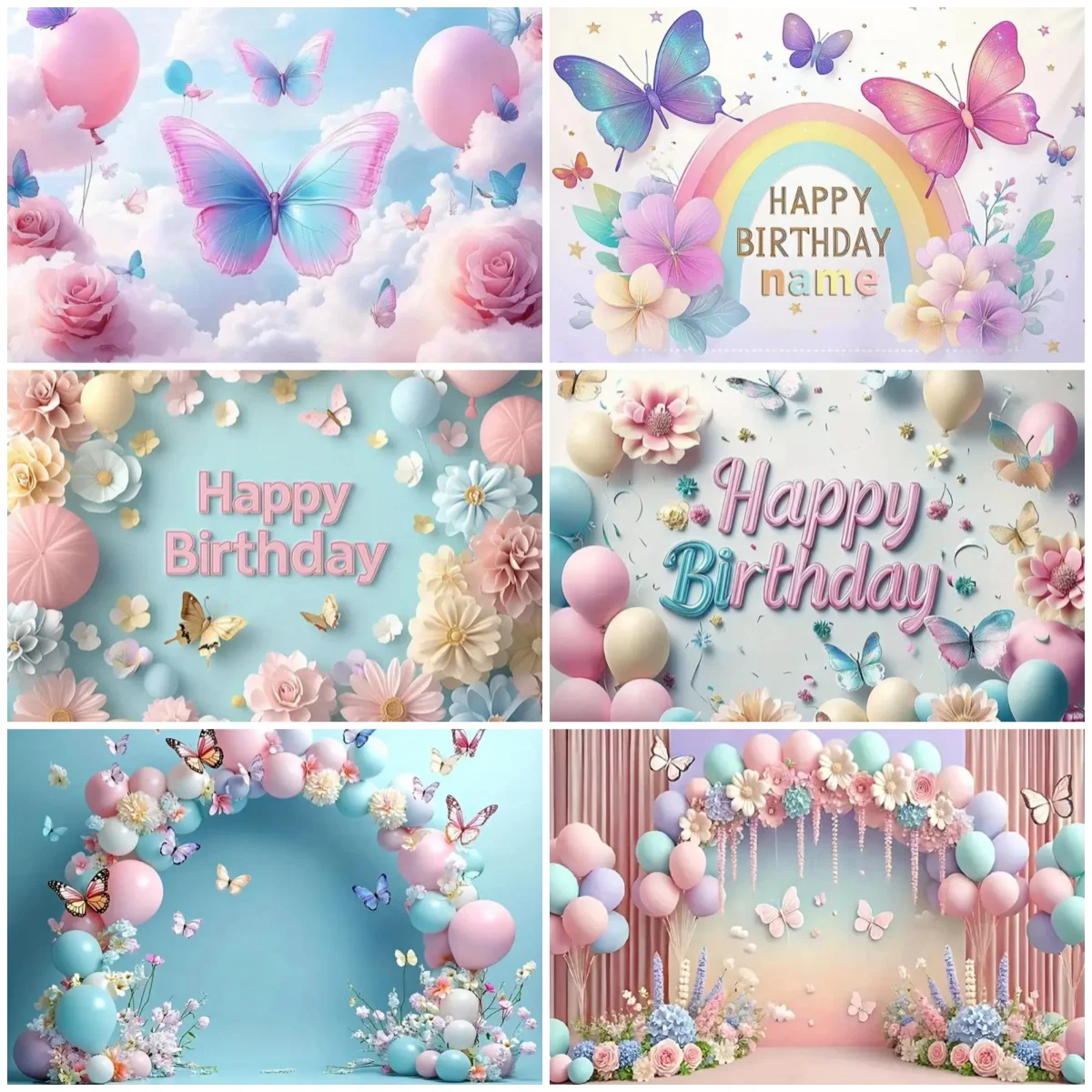 

Purple Arched Balloon Fluttering Butterfly Bouquet Theme Party Decor Photography Backdrop Girl Birthday Background Supplies Prop