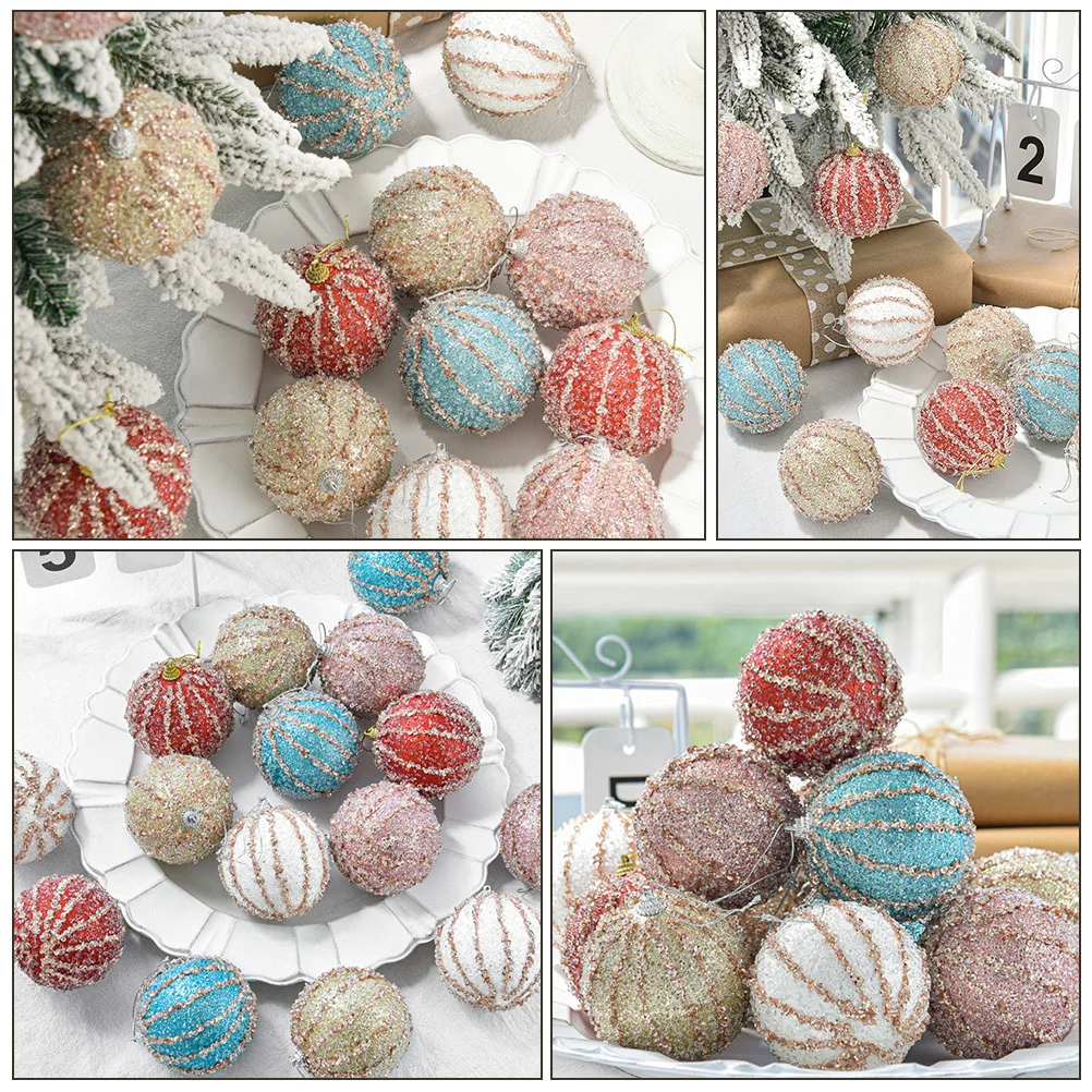 

6Pcs Christmas Ball Ornaments Xmas Tree Pendant Lightweight Safe Xmas Theme Design Tabletop Fireplace Decoration Gift