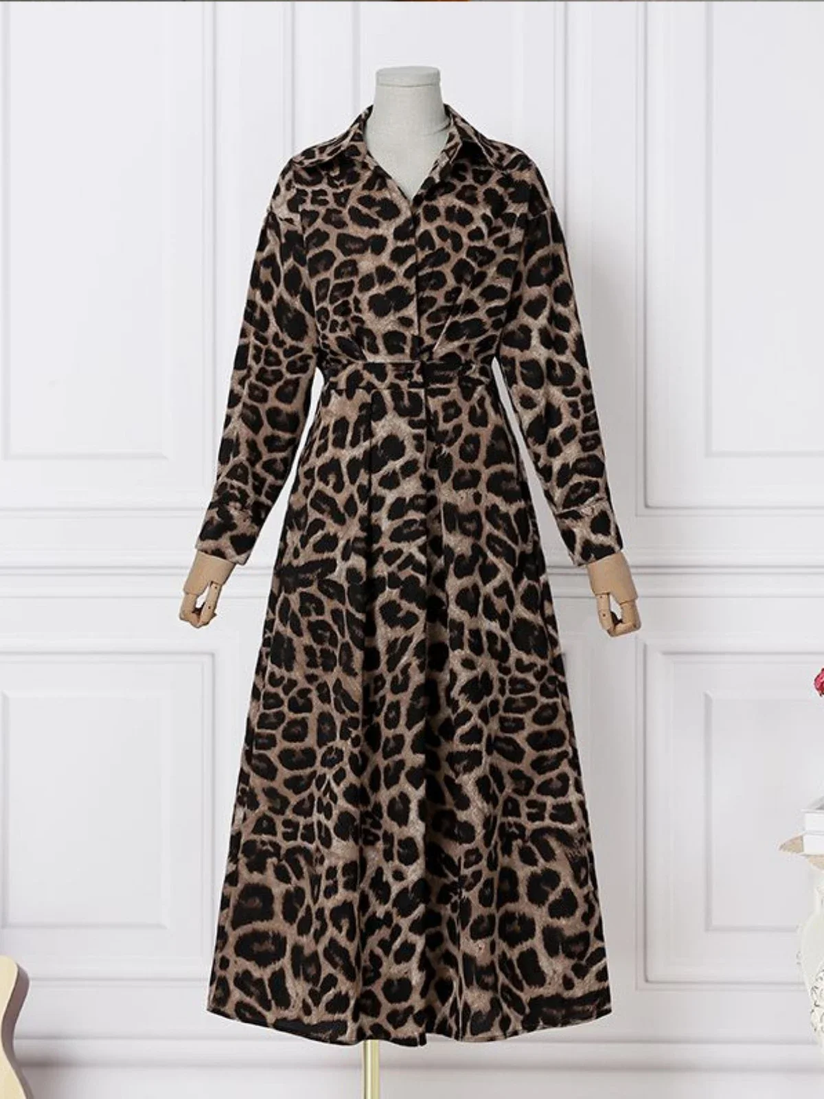 Ladies Long Dress Summer 2022 Retro Leopard Print Sexy Lantern Sleeves Boho Slim Oversized Summer Party Sundress