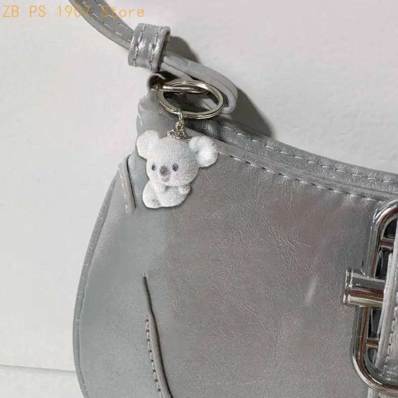 Playful Flocking Designs Koala Keychain Stylish Koala Keychain Pendant Soft Fabric Chain Charm For Daily Use 55KA