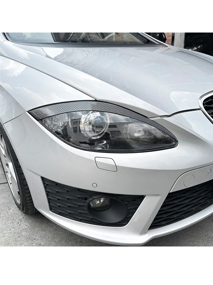 2 szt. Naklejki na przedni zderzak samochodowy, nakładki na reflektory, brewki, listwy ozdobne do Seat Leon MK2 TDI TSI TFSI 2005-2012, części zamienne i akcesoria — 2